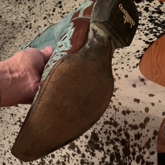 Old Gringo Turquoise and Brown Floral Heeled Boots - Picture 3 of 3